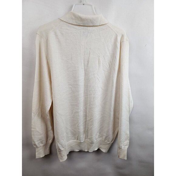 𝅺CONFRIDDO Off White Wool Blend 1/4 Button Collared Pullover Sweater Large - Picture 5 of 6
